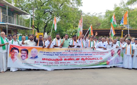ஆட்சி அமைக்க த. வெ. க. தலைவர் விஜய்யை அழைக்காத ஆளுநரை கண்டித்து கோவில்பட்டியில் காங்கிரஸ் கட்சியினர் ஆர்ப்பாட்டம்